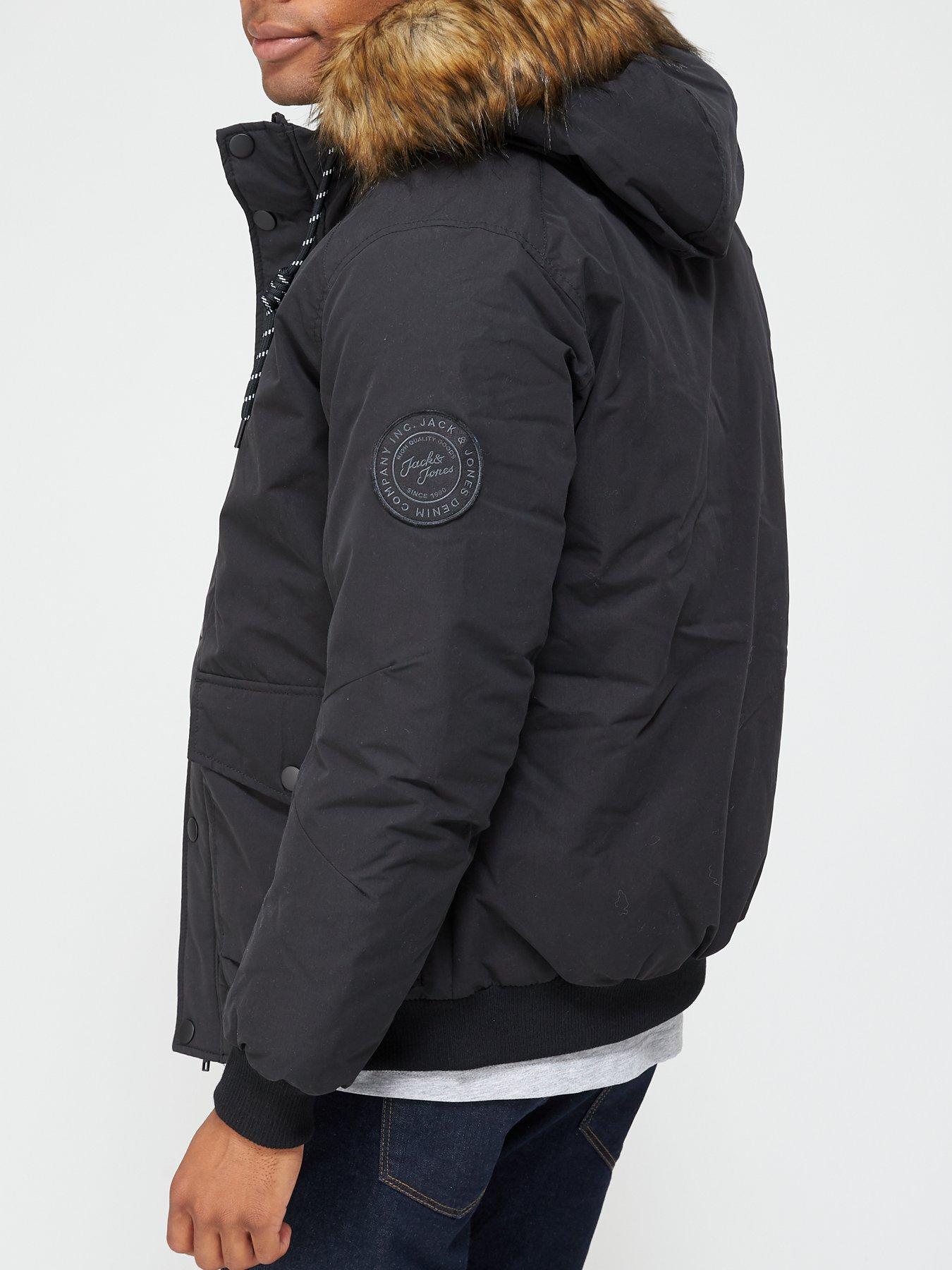 jack & jones parka jacket with faux fur hood