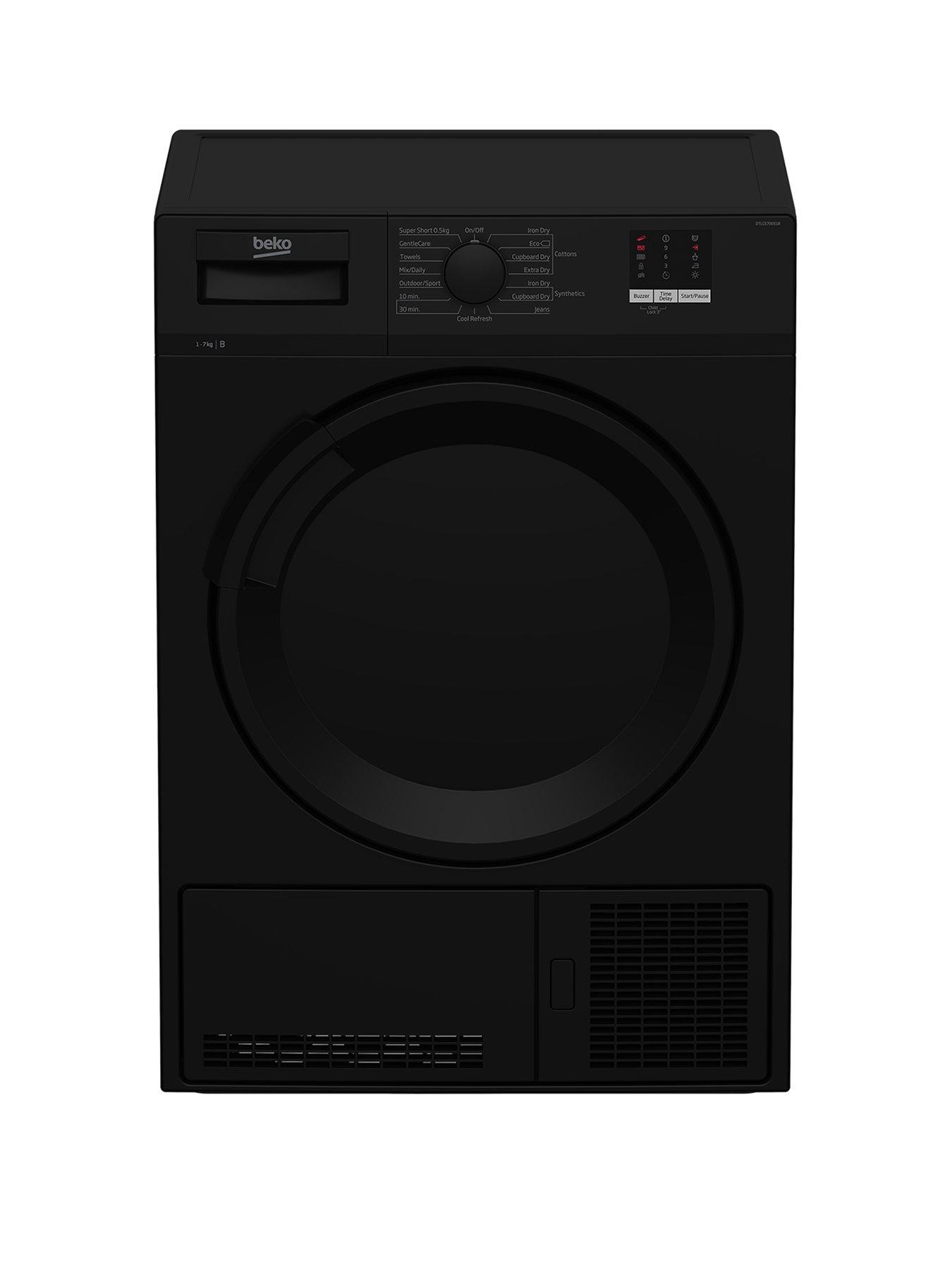 Product photograph of Beko Dtlce70051b 7kg Load Full Size Condenser Sensor Dryer - Black from very.co.uk
