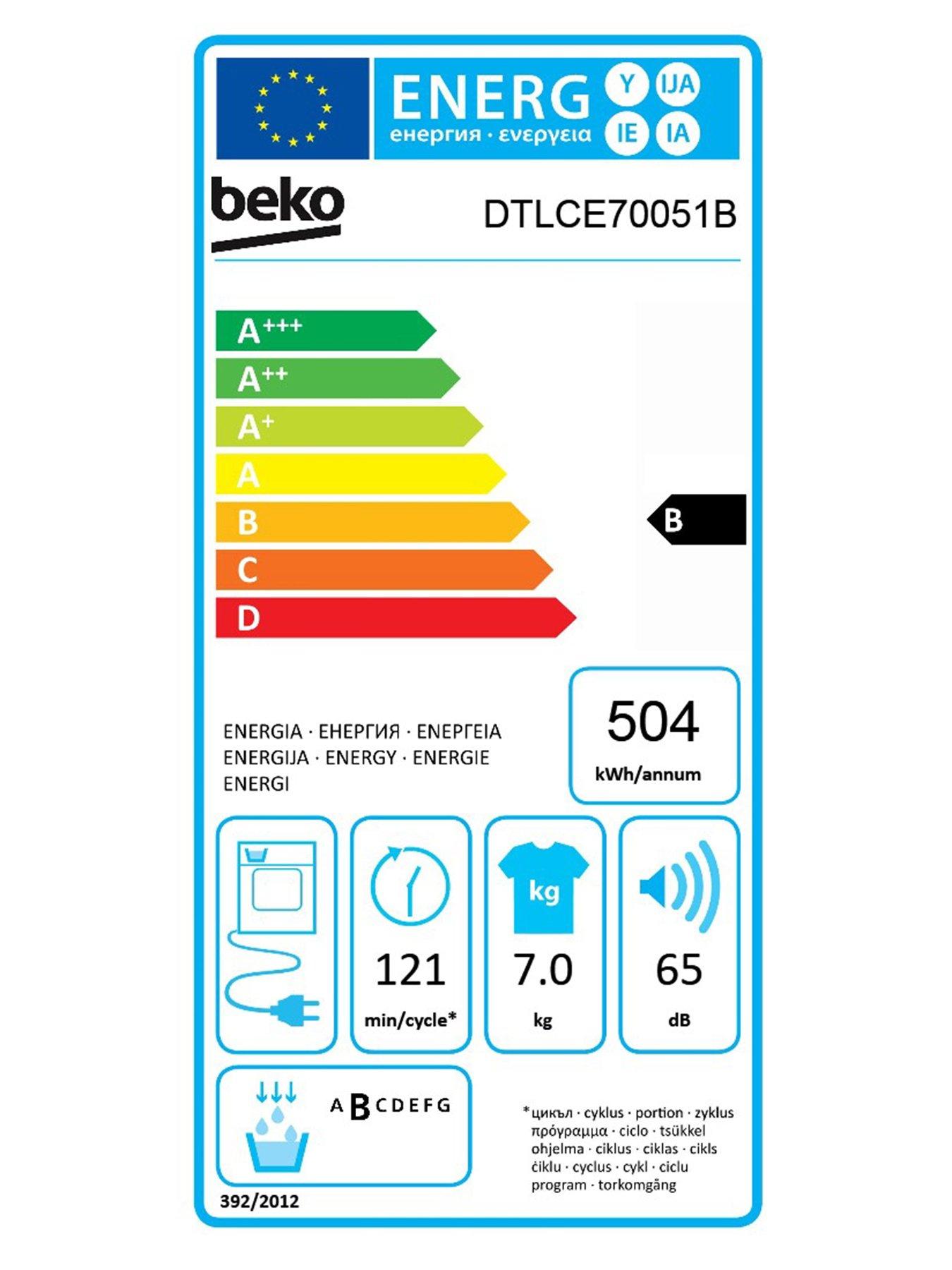 Image 6 of 6 of Beko DTLCE70051B 7kg Load, Full Size Condenser Sensor Dryer - Black