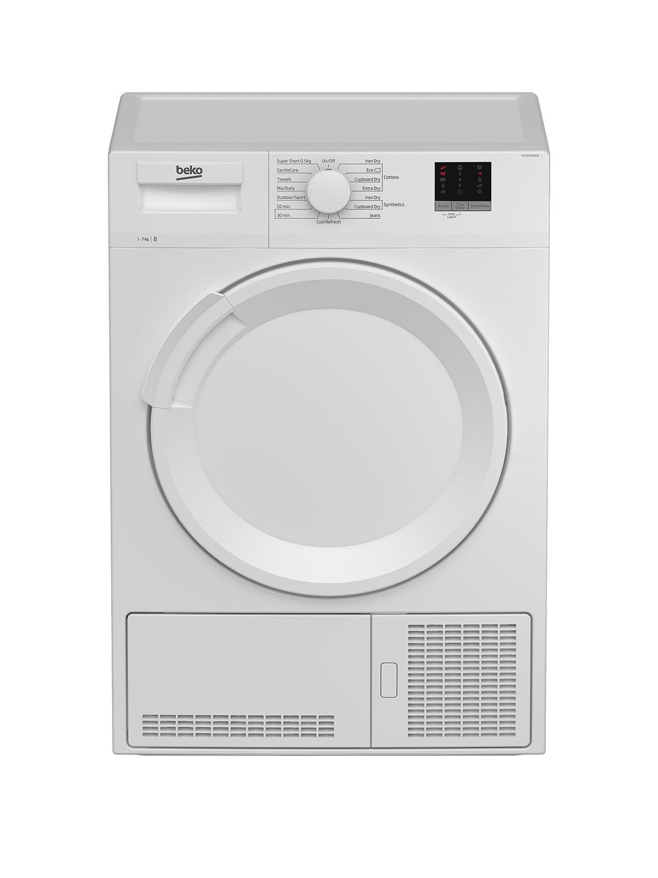 Product photograph of Beko Dtlce70051w 7kg Load Full Size Condenser Sensor Dryer - White from very.co.uk