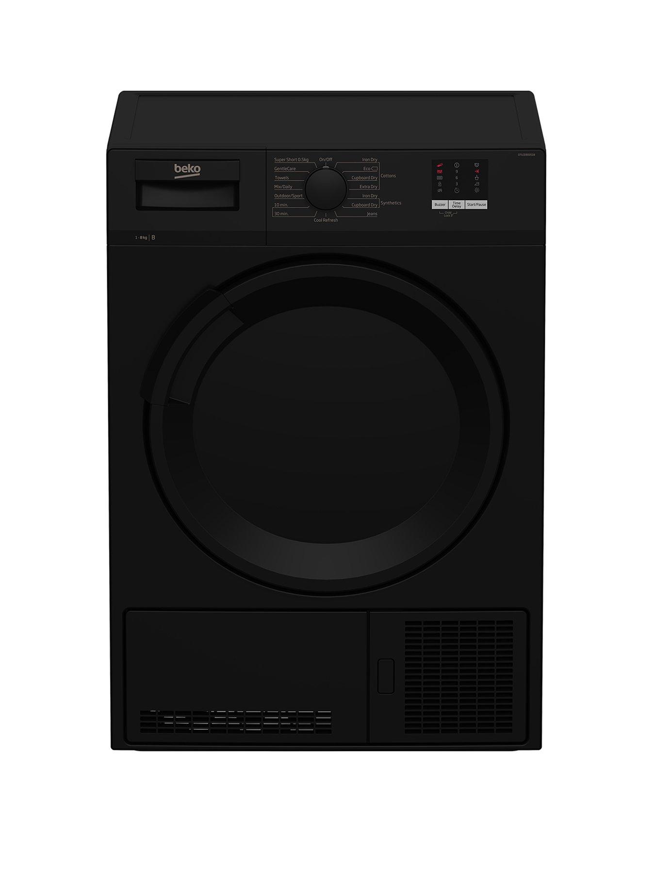 Product photograph of Beko Dtlce80051b 8kg Load Fullsize Condenser Sensor Tumble Dryer - Black from very.co.uk