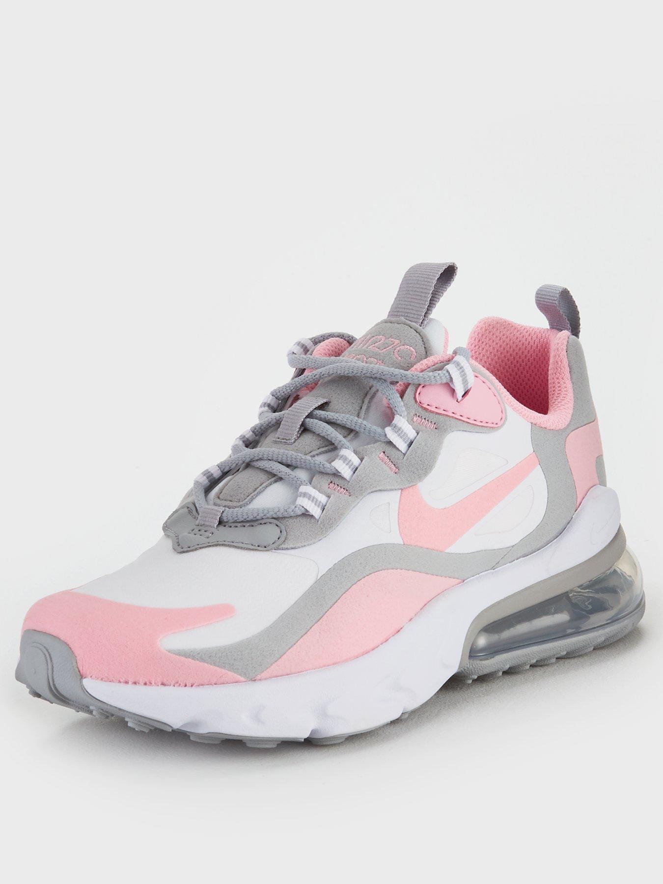 nike white & pink air max 270 knit trainers junior