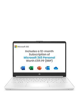 HP Stream 14s-fq0017na 14" Laptop includes Microsoft 365 Personal 12-month subscription - Snowflake White