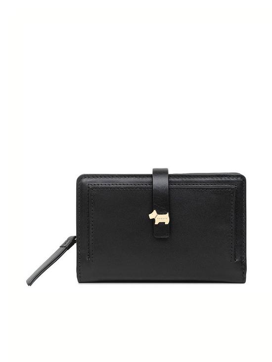 front image of radley-newick-road-leather-medium-bifold-purse-black