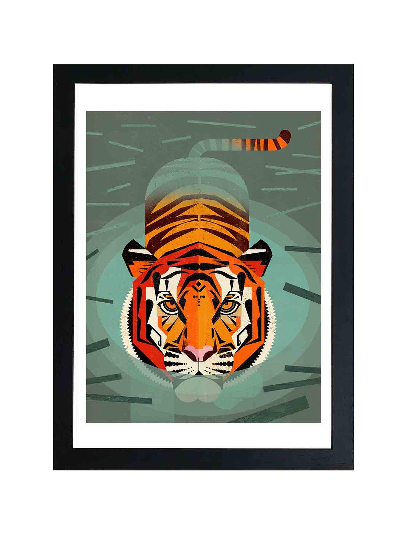 Product photograph of East End Prints Swimming Tiger By Dieter Braun A3 Framed Wall Art from very.co.uk