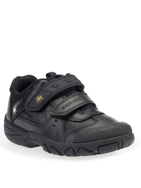 front image of start-rite-tarantula-boysnbspleather-spider-double-riptape-durable-school-shoes-black