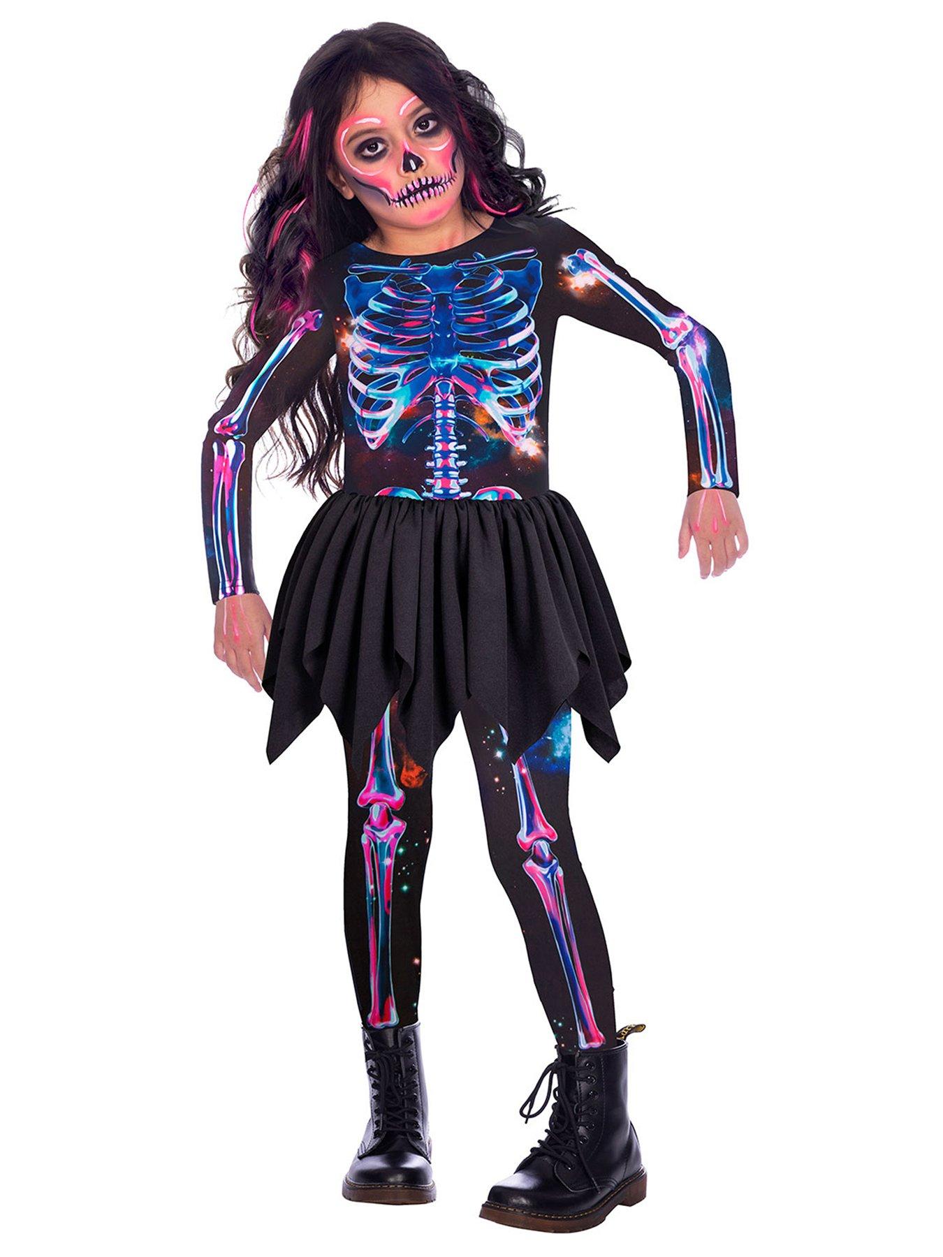 5-6 Anni Forever Young UK Costume da Scheletro per Bambini Tuta Unisex Halloween Fancy Dress Outfit 