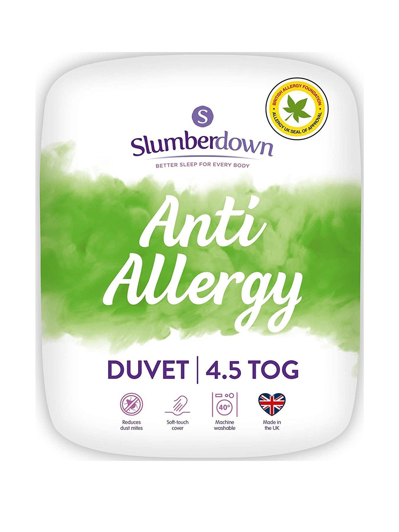 Product photograph of Slumberdown Anti-allergy 4 5 Tog King Size Duvet - White from very.co.uk