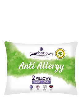 Product photograph of Slumberdown Anti-allergy Medium Pillows Pack Of 2 - White from very.co.uk
