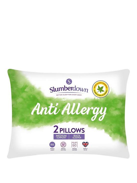 front image of slumberdown-anti-allergy-medium-pillows-pack-of-2-white