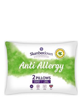 Product photograph of Slumberdown Anti-allergy Firm Pillows Pack Of 2 - White from very.co.uk