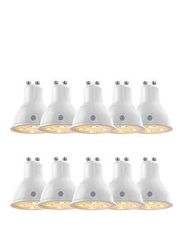 Hive Active Light Dimmable Warm White Wireless Lighting LED Light Bulb, 4.8W GU10 Bulb, Pack of 10