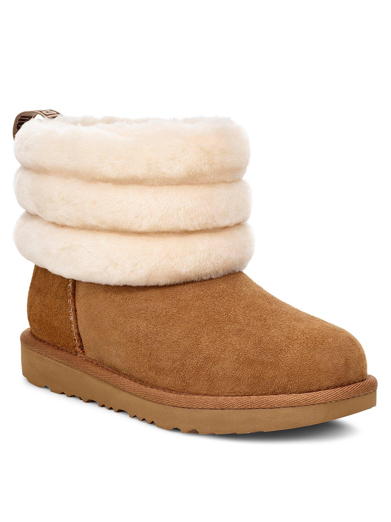 ugg fluff mini quilted logo boots women's