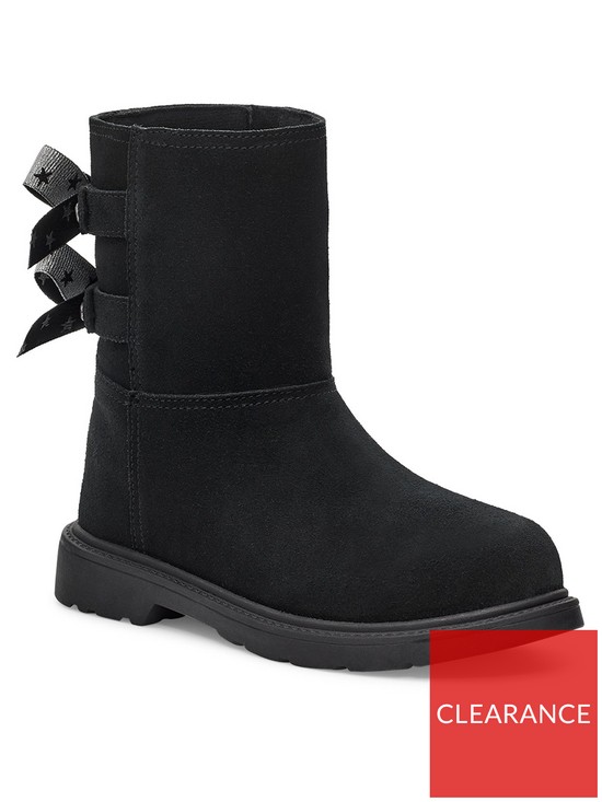front image of ugg-tillee-bow-boots-black