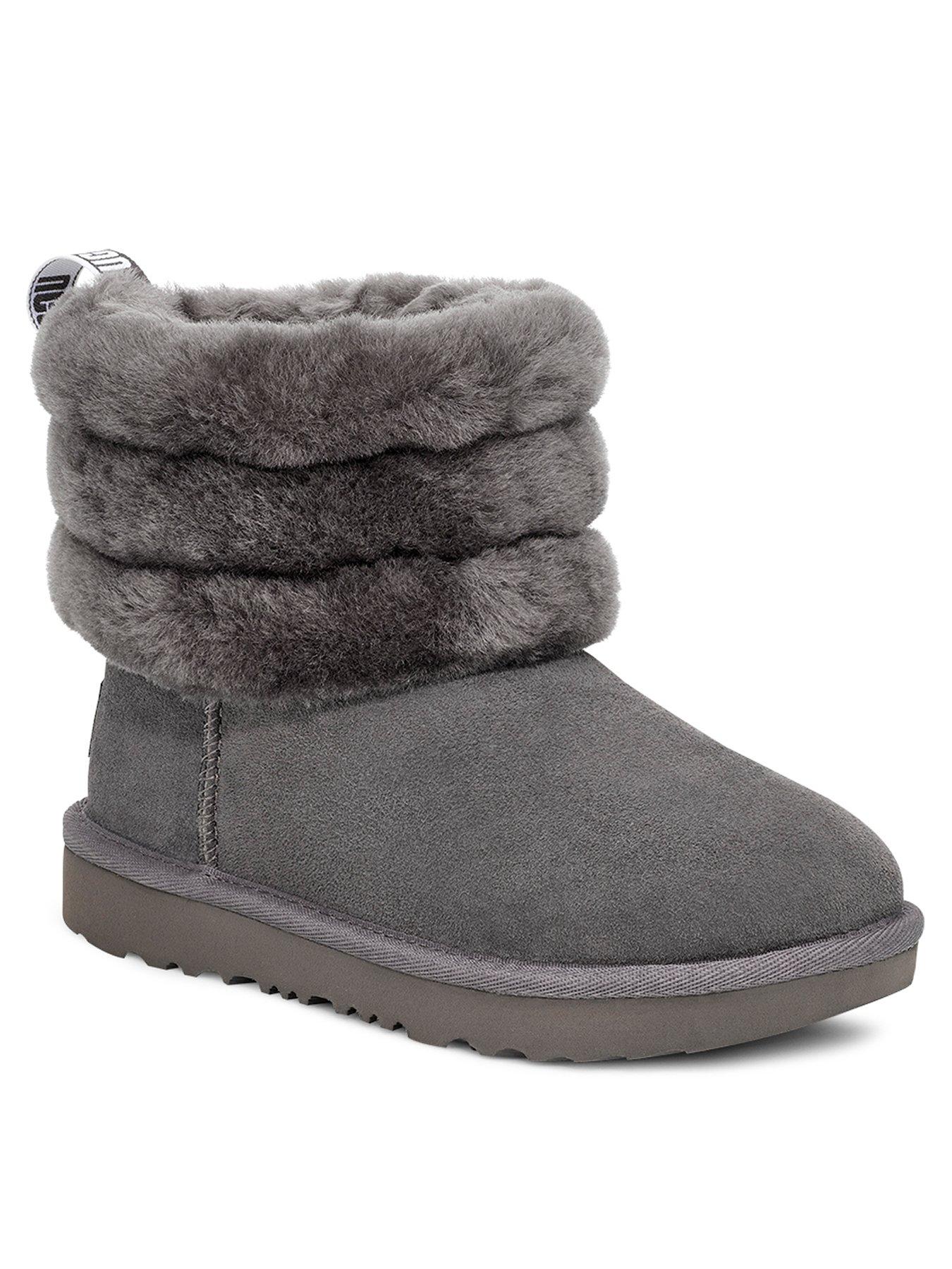 ugg grey fluff mini quilted boots