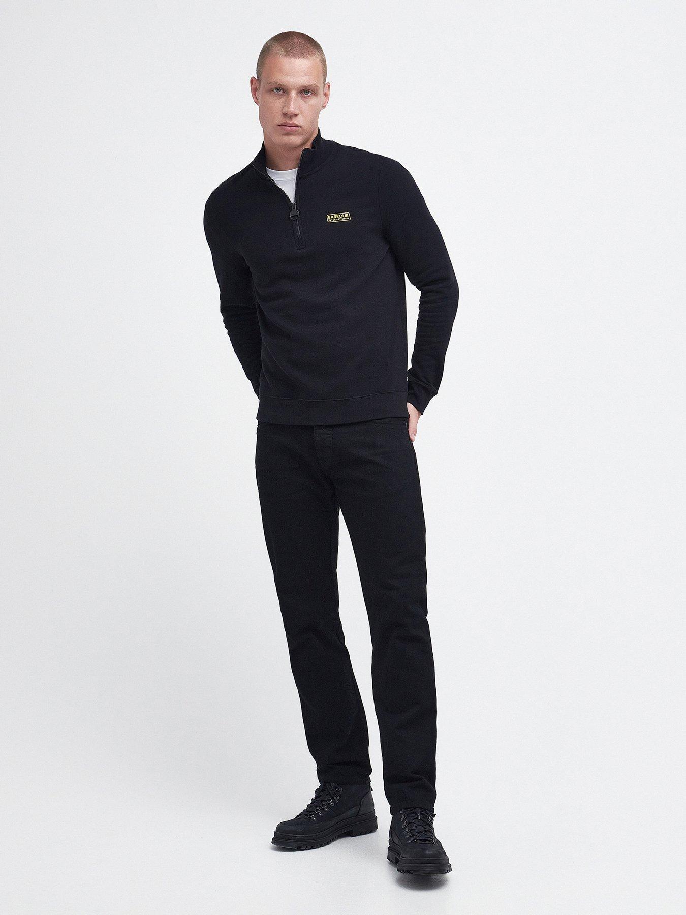 Barbour International Half Zip Logo Sweatshirt - Black | very.co.uk