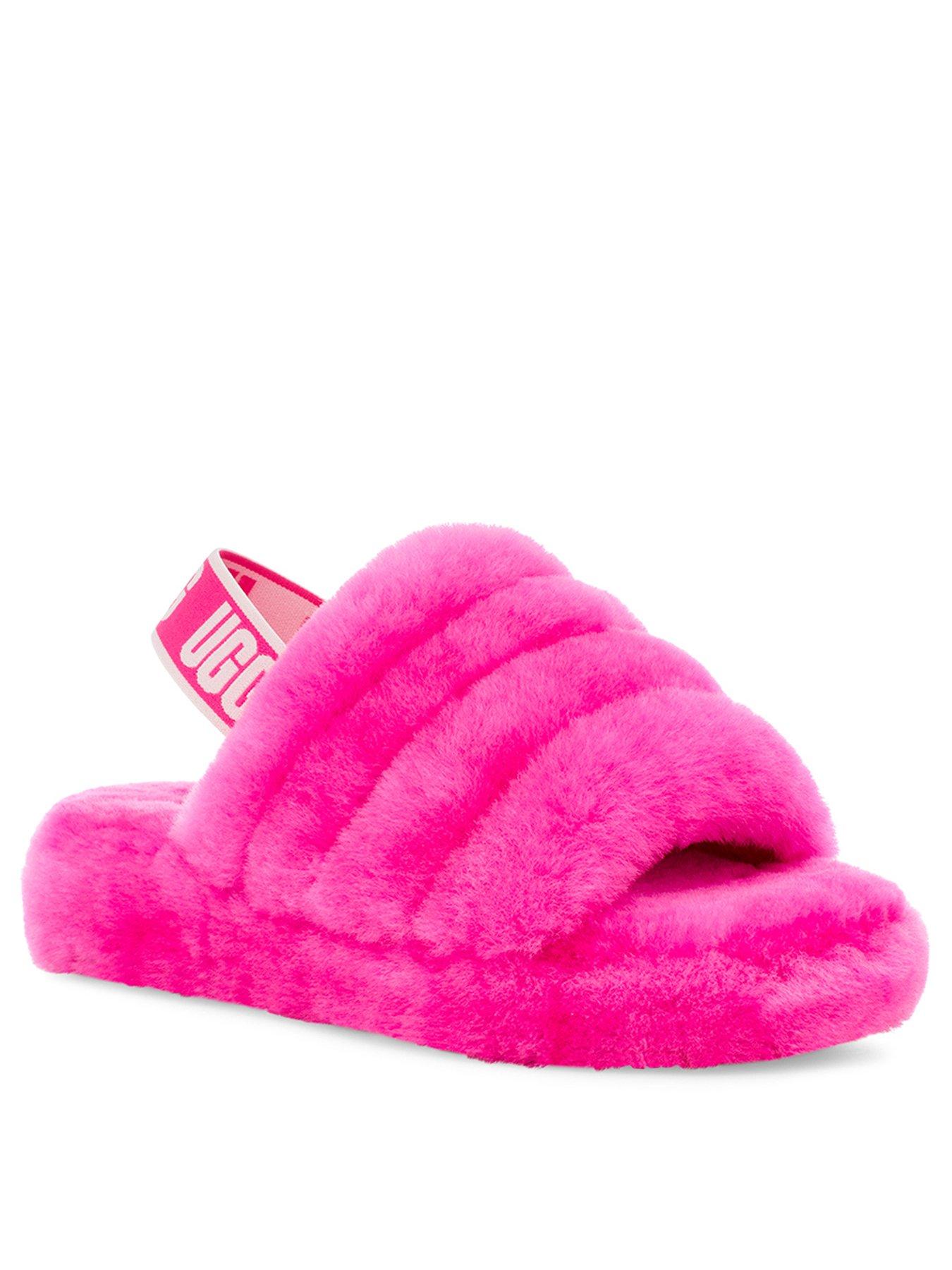 ugg fluff slippers pink