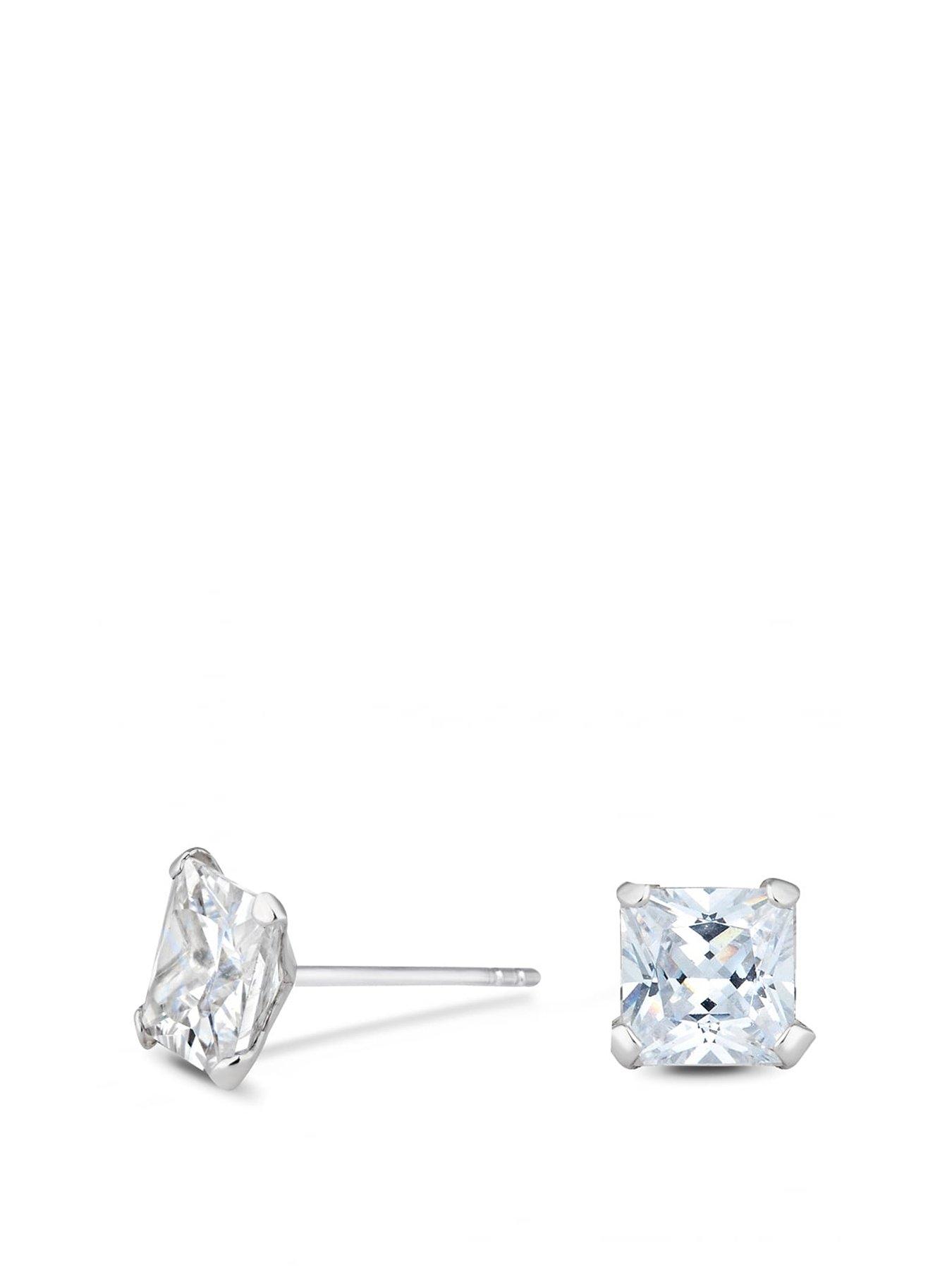 Sterling silver clearance princess cut earrings