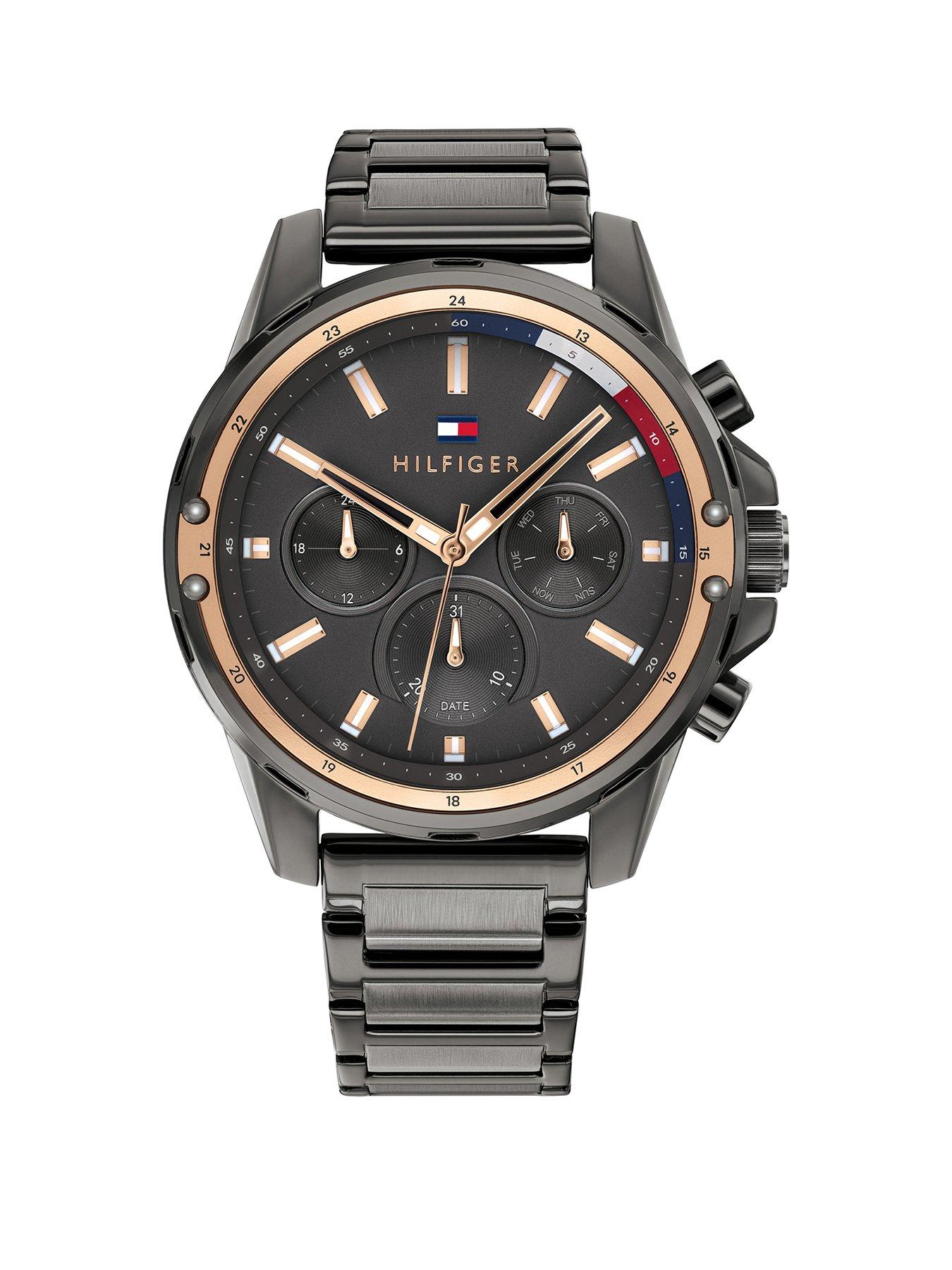 Product photograph of Tommy Hilfiger Mason Grey Chronograph Dial Grey Bracelet Mens Watch from very.co.uk