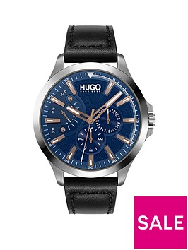 hugo-leap-blue-multi-dial-black-leather-strap-mensnbspwatch