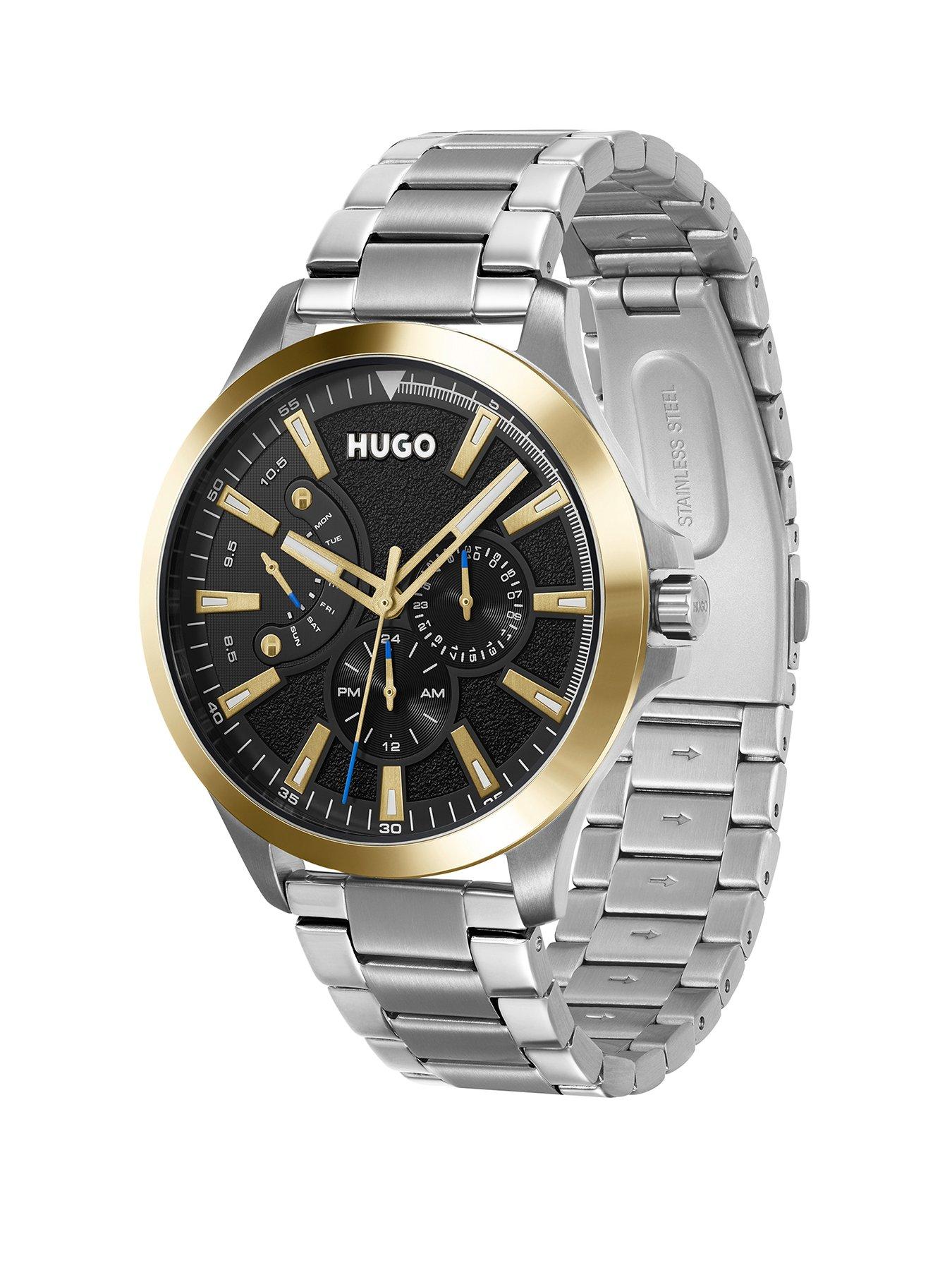 Image 2 of 6 of HUGO Leap Black Multi Dial Gold Tone Stainless Steel Watch