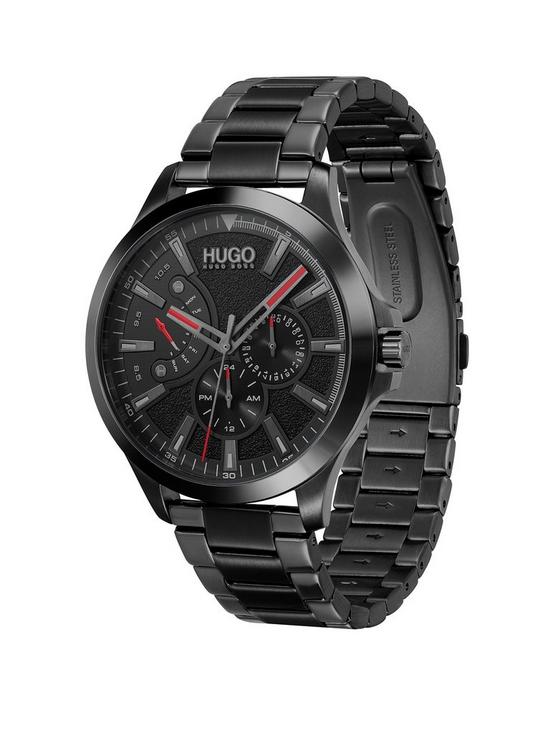 stillFront image of hugo-leap-black-multi-dial-black-bracelet-watch