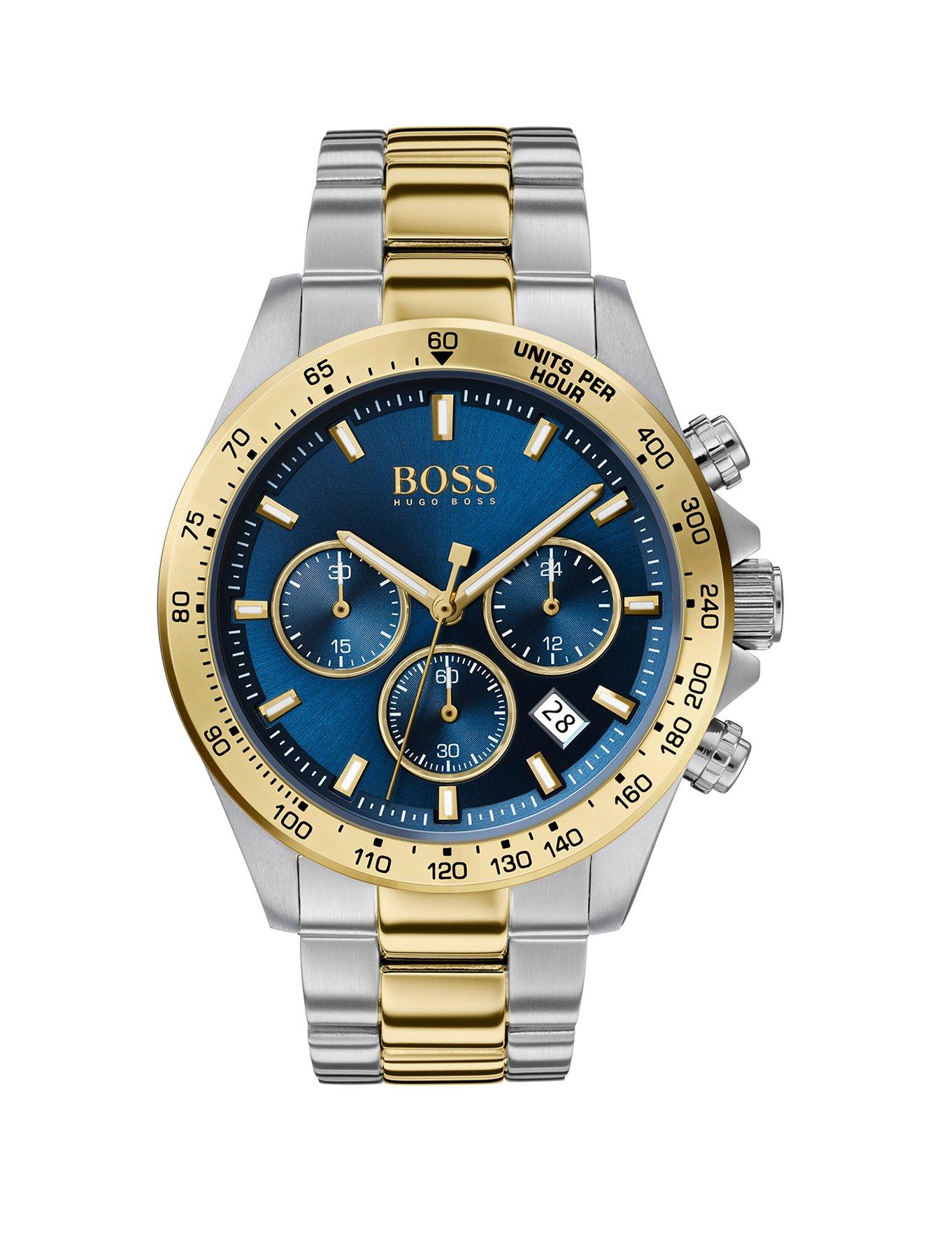 gold and blue hugo boss watch