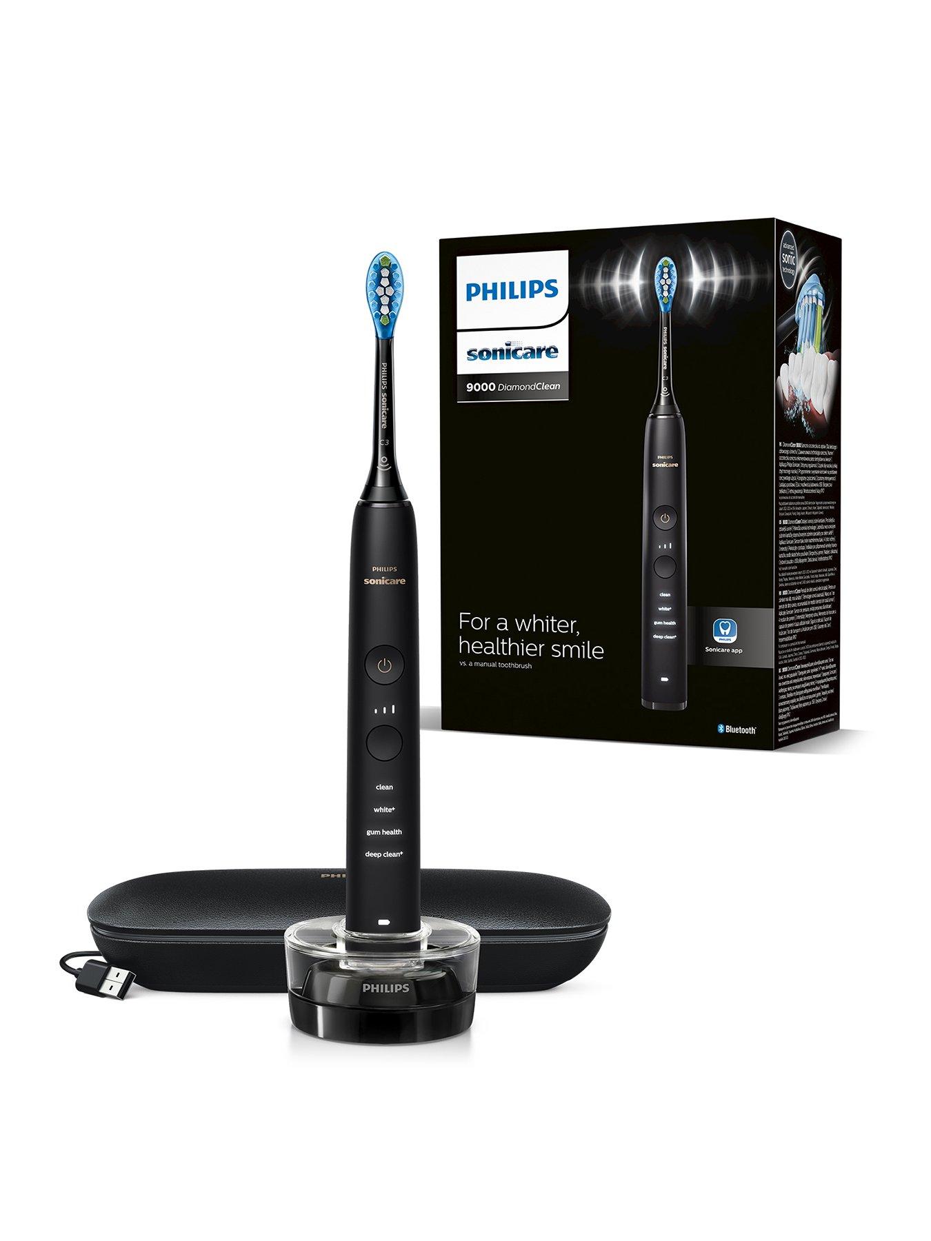 Philips Sonicare DiamondClean 9000 Electric Toothbrush, Black, Charging Travel Case  &  App - HX9911/39