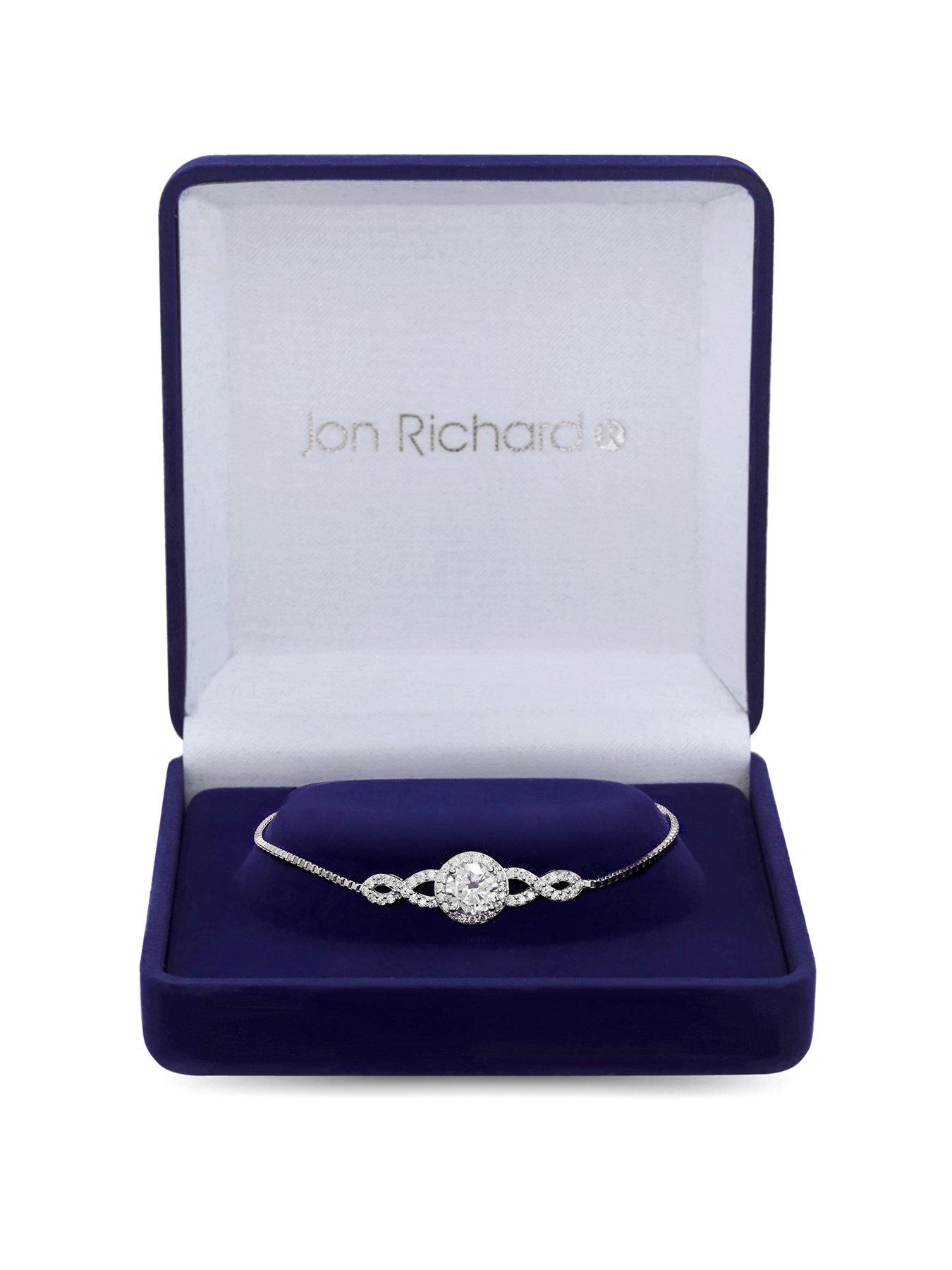Product photograph of Jon Richard Silver Plated Cubic Zirconia Halo Infinity Crystal Toggle Bracelet - Gift Boxed from very.co.uk