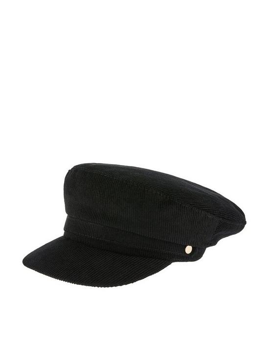 front image of accessorize-cord-mariner-cap-black