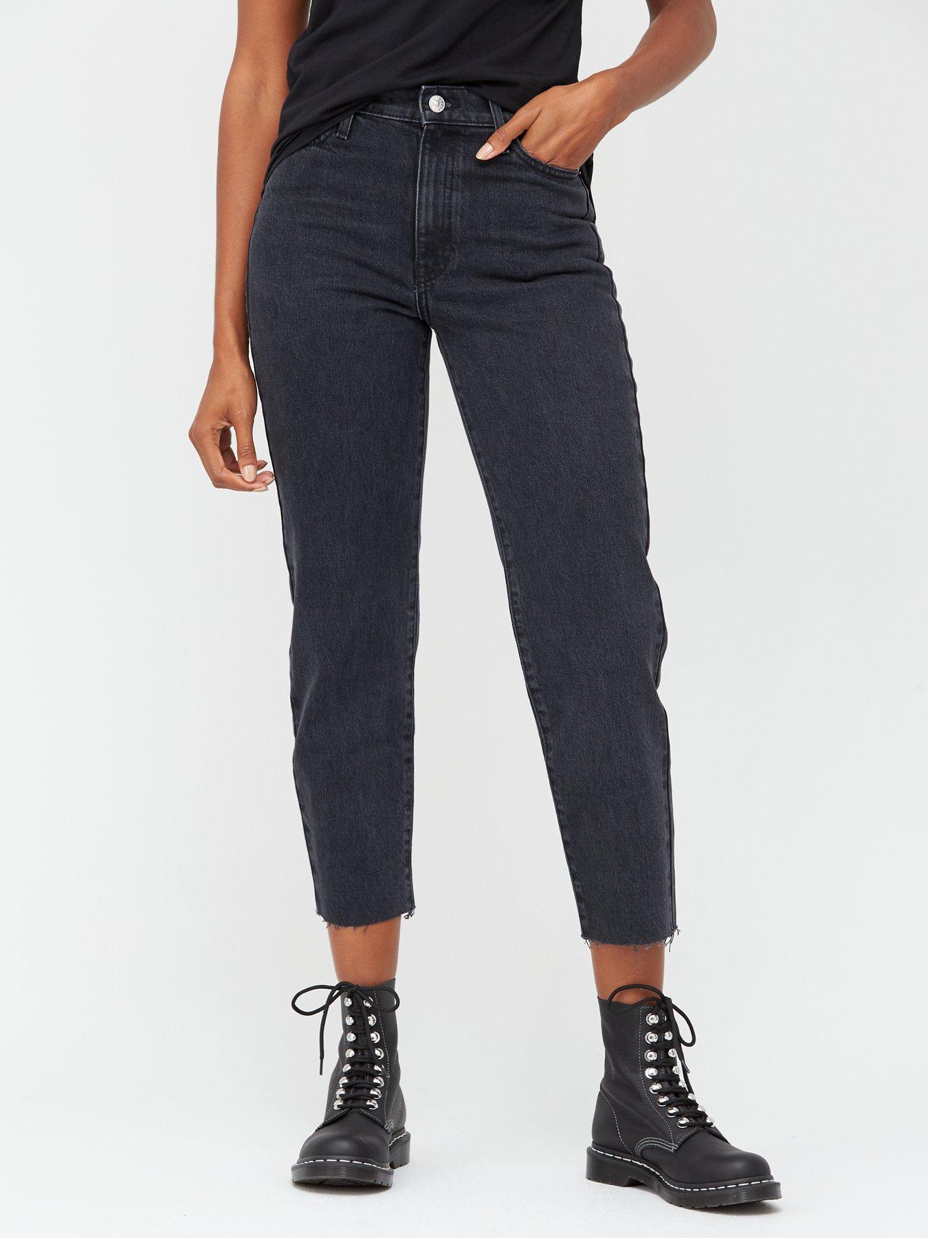 black washed high waisted jeans
