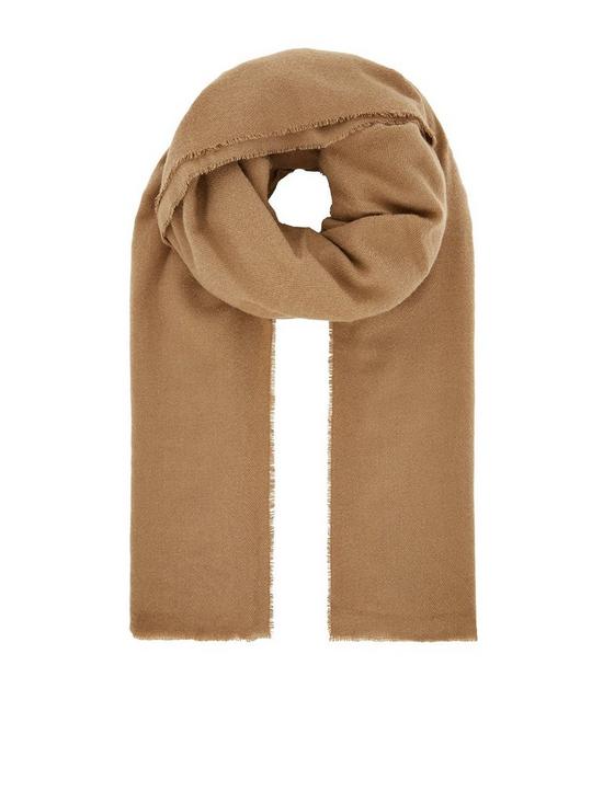 front image of accessorize-wells-antibacterial-blanket-scarf-camel