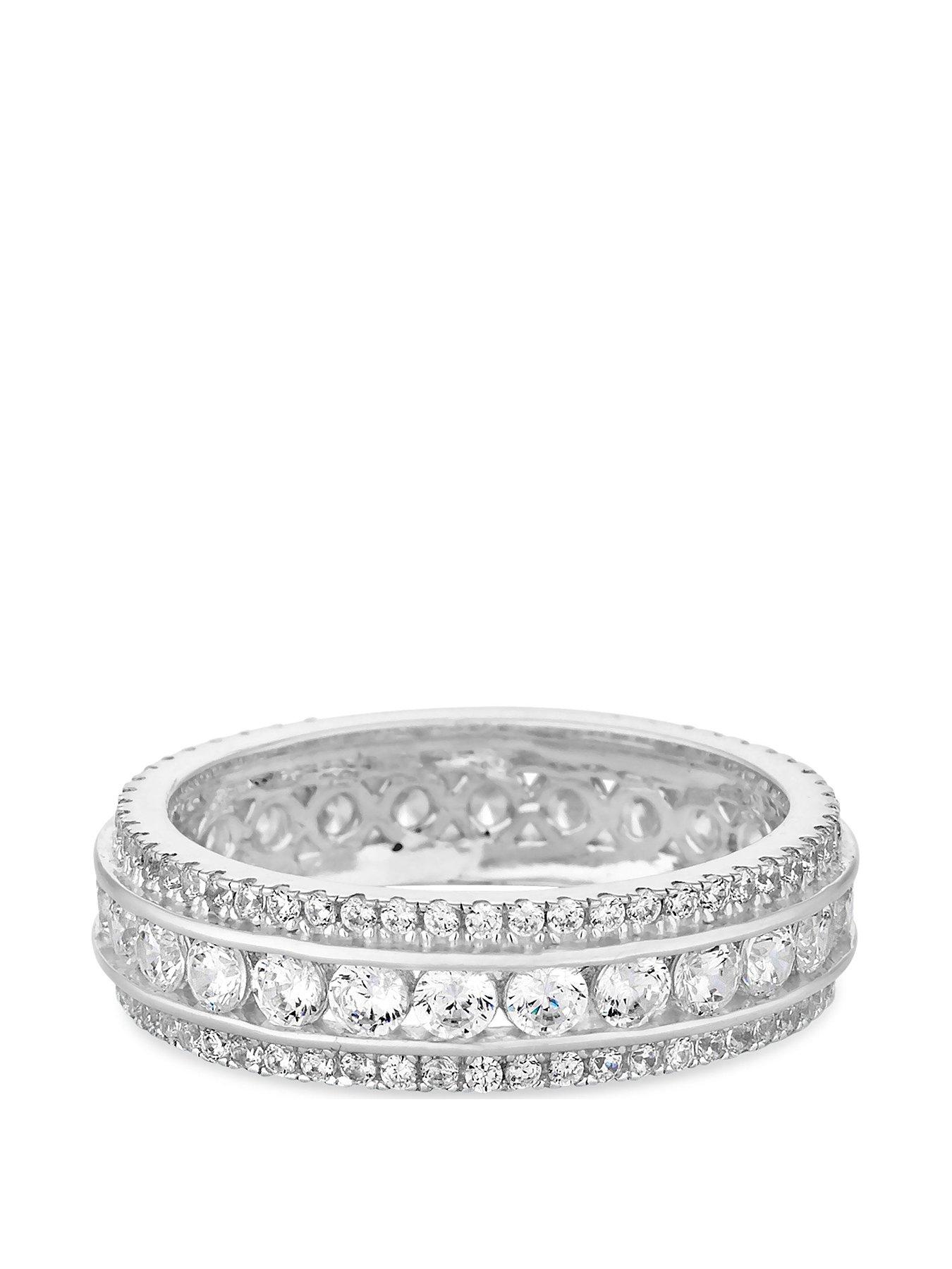 Product photograph of Simply Silver Sterling Silver 925 With Cubic Zirconia Band Ring - Silver from very.co.uk