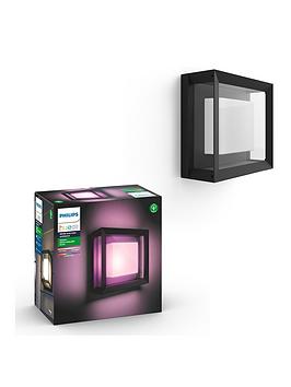 Product photograph of Philips Hue Econic Hue White And Colour Ambience Eu Square Wall Lantern from very.co.uk