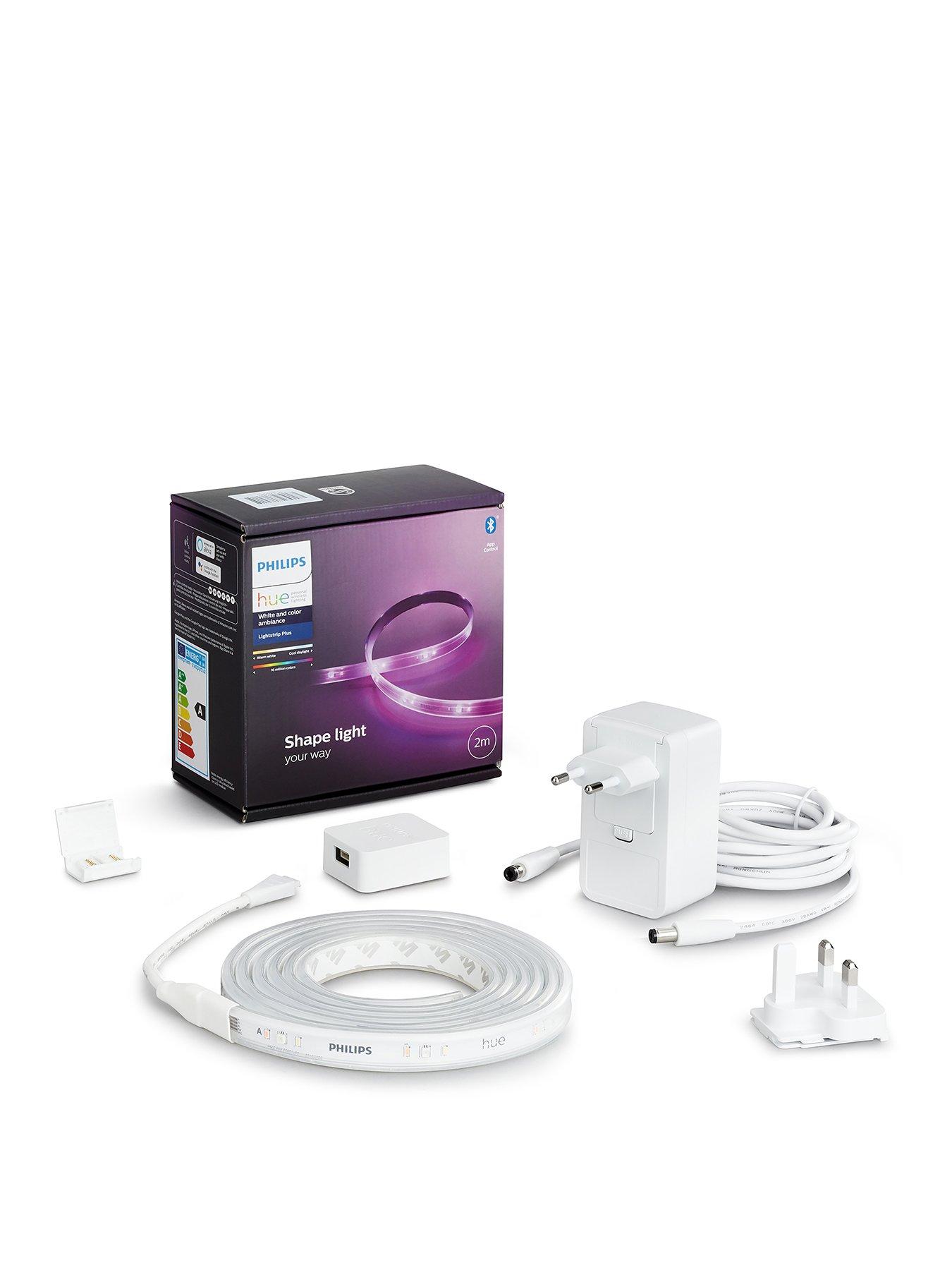 Product photograph of Philips Hue Hue White And Colour Ambience Lightstrip Plus Base 2-metre With Bluetooth from very.co.uk