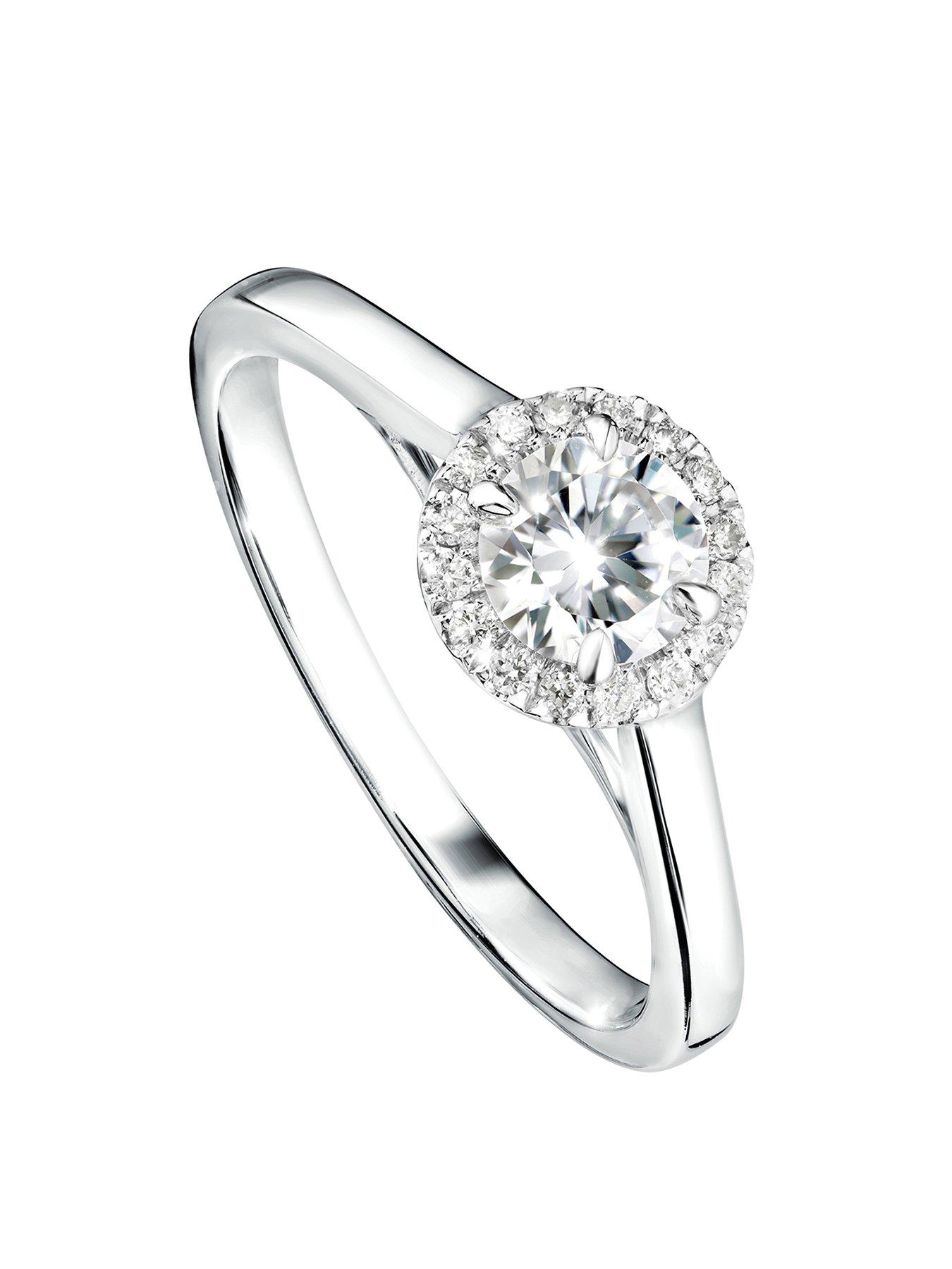 undefined Ida Created Brilliance 9ct White Gold 0.50ct Lab Grown Diamond Round Halo Ring