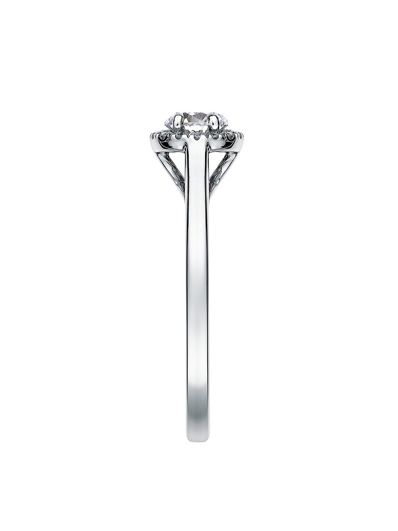 Women Ida Created Brilliance 9ct White Gold 0.50ct Lab Grown Diamond Round Halo Ring