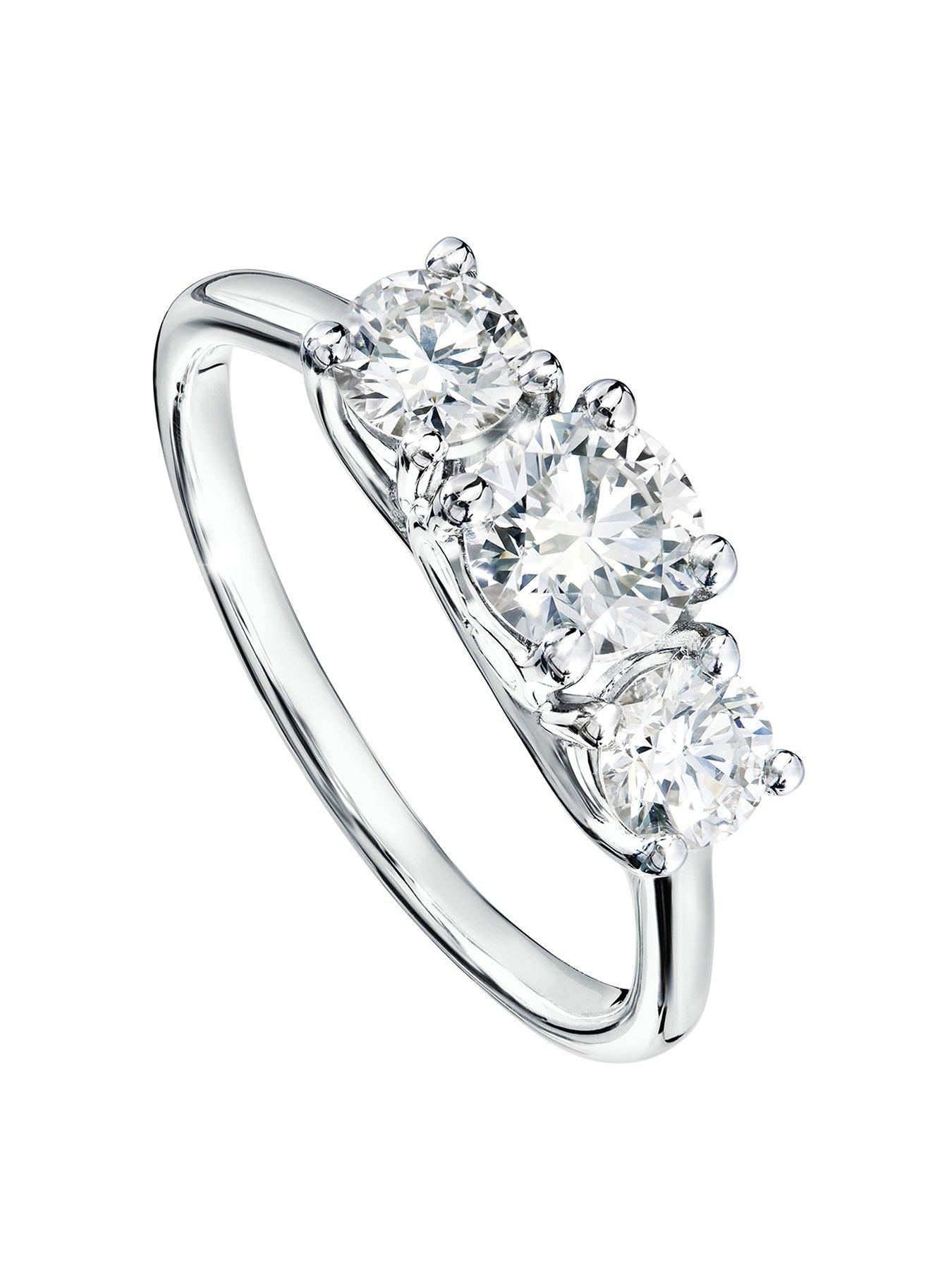 undefined Audrey Created Brilliance 9ct White Gold 1ct Lab Grown Diamond Three Stone Ring