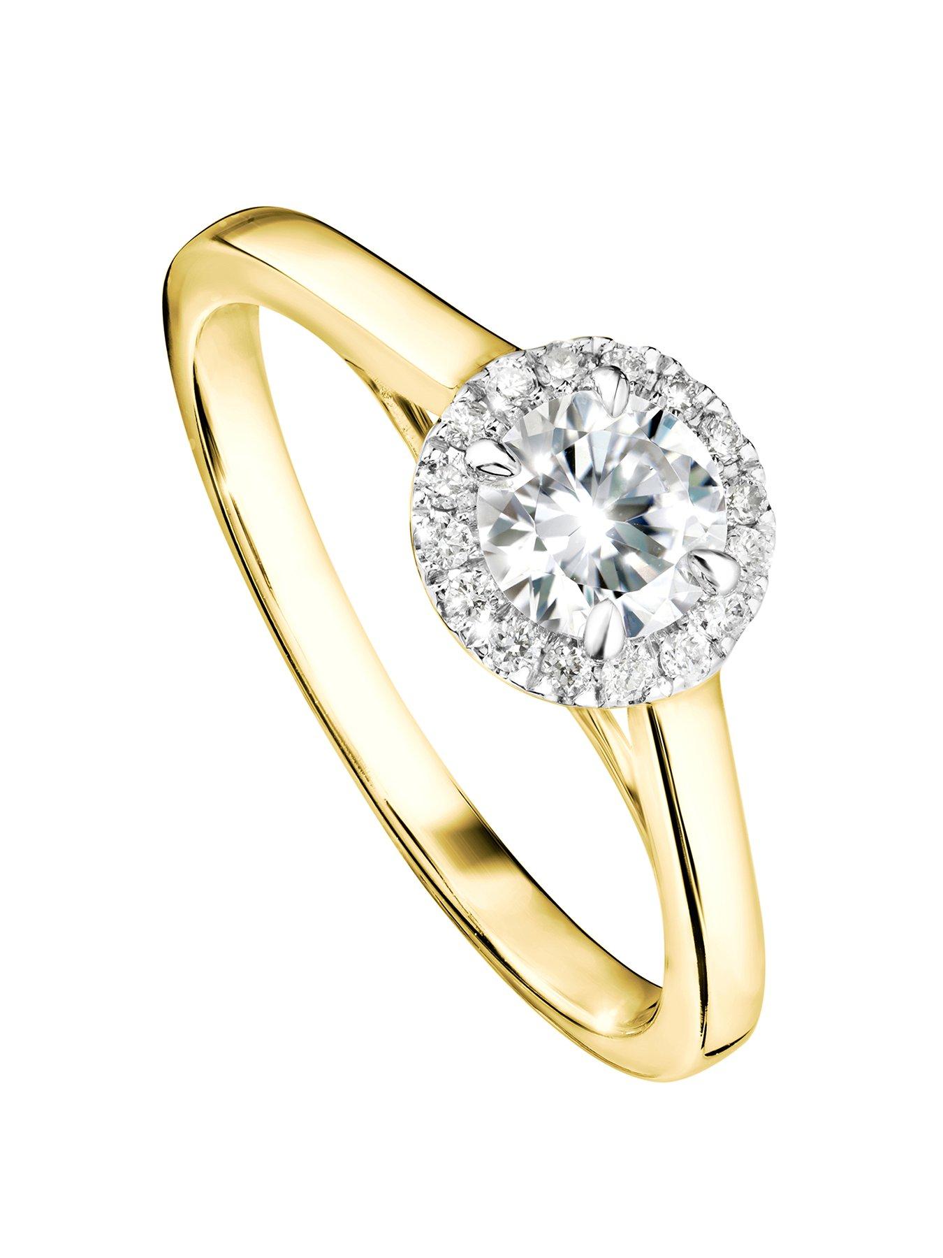 Product photograph of Created Brilliance Ida Created Brilliance 9ct Yellow Gold 0 50ct Lab Grown Diamond Round Halo Ring from very.co.uk