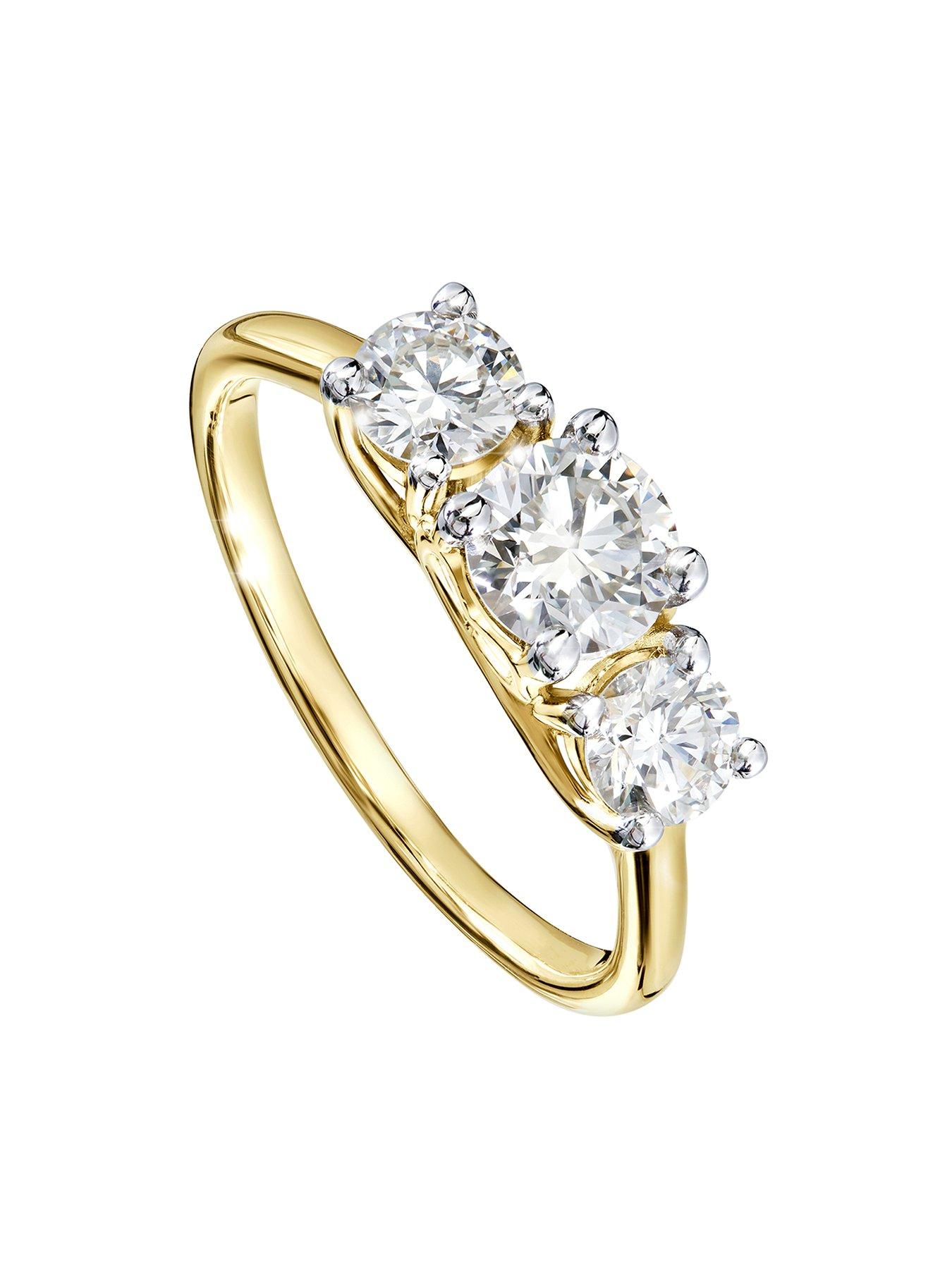 Product photograph of Created Brilliance Audrey Created Brilliance Trade 9ct Yellow Gold 1ct Lab Grown Diamond Three Stone Ring from very.co.uk