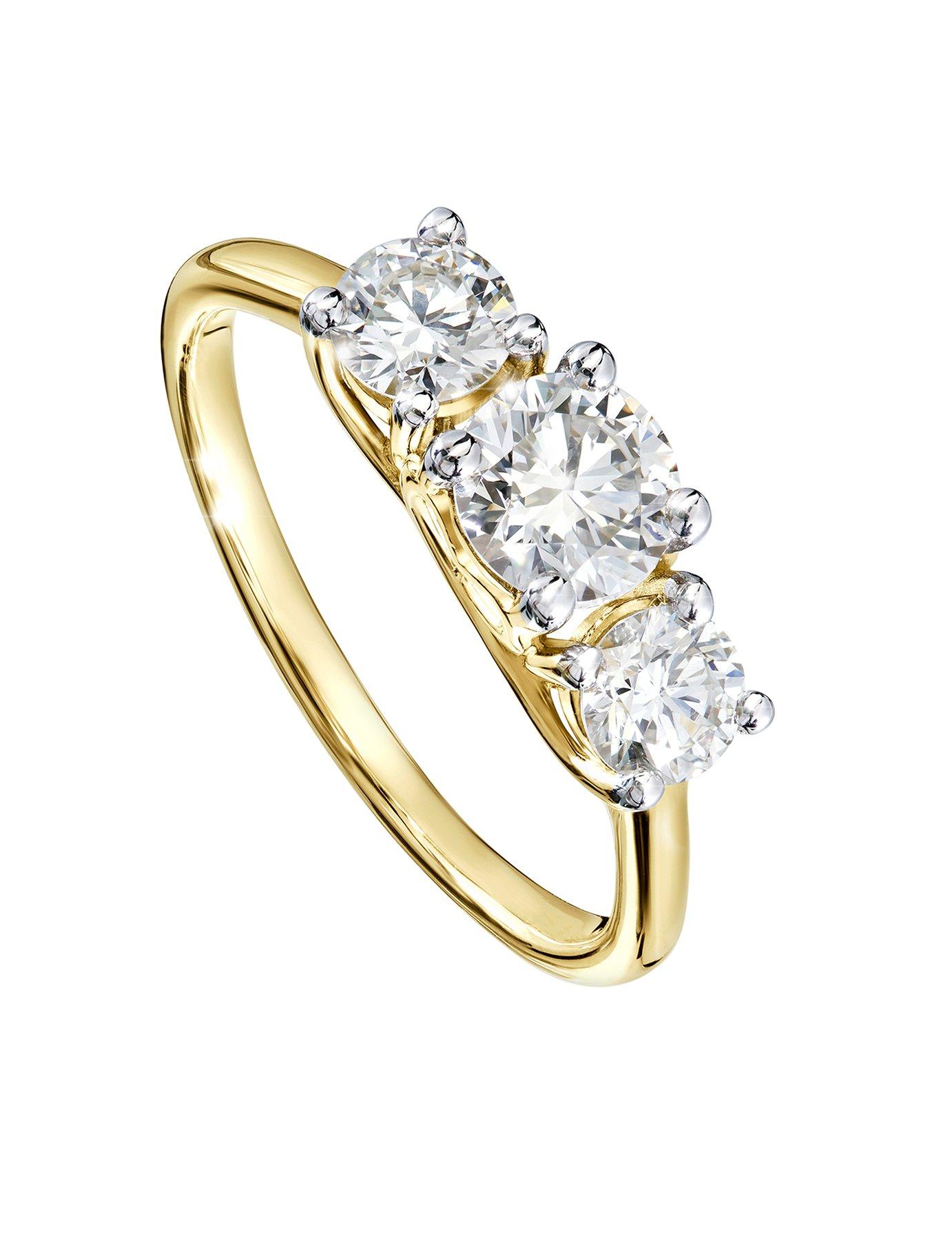 Image 1 of 7 of Created Brilliance Audrey 9ct Yellow Gold 1ct Lab Grown Diamond Three Stone Ring