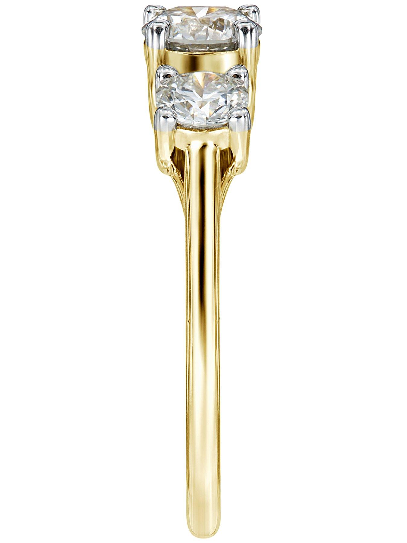 Image 2 of 7 of Created Brilliance Audrey 9ct Yellow Gold 1ct Lab Grown Diamond Three Stone Ring