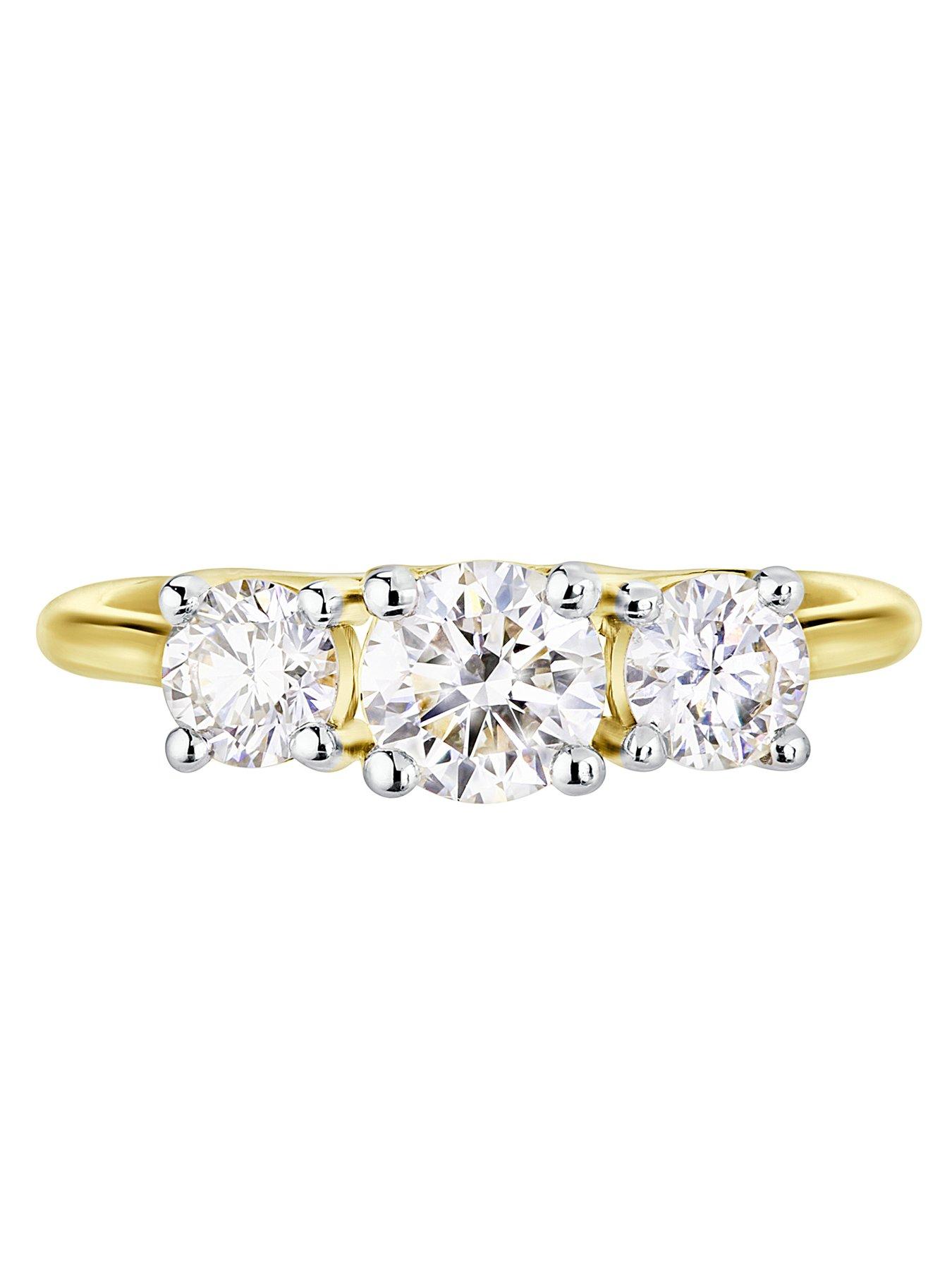 Image 3 of 7 of Created Brilliance Audrey 9ct Yellow Gold 1ct Lab Grown Diamond Three Stone Ring