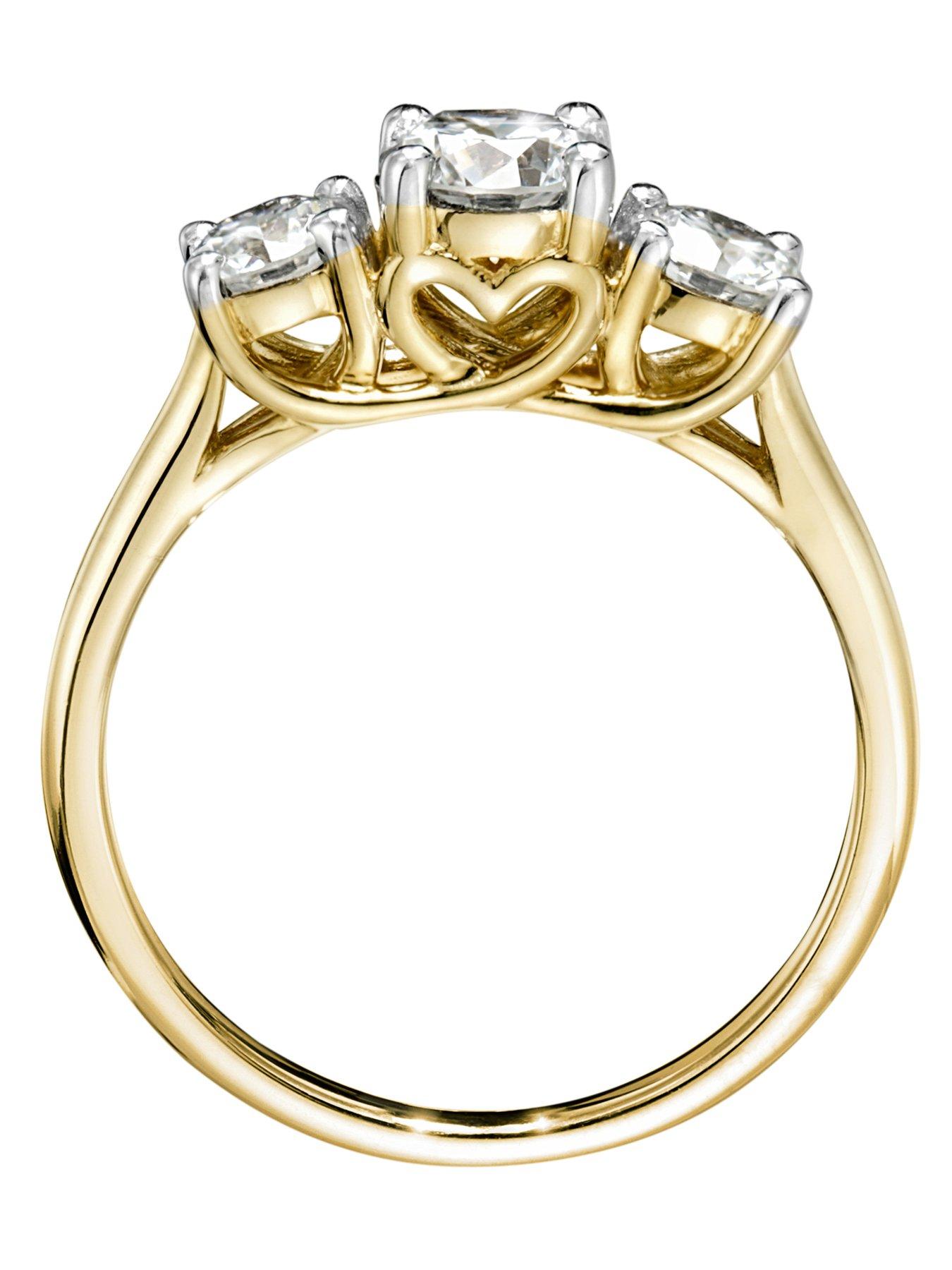Image 4 of 7 of Created Brilliance Audrey 9ct Yellow Gold 1ct Lab Grown Diamond Three Stone Ring