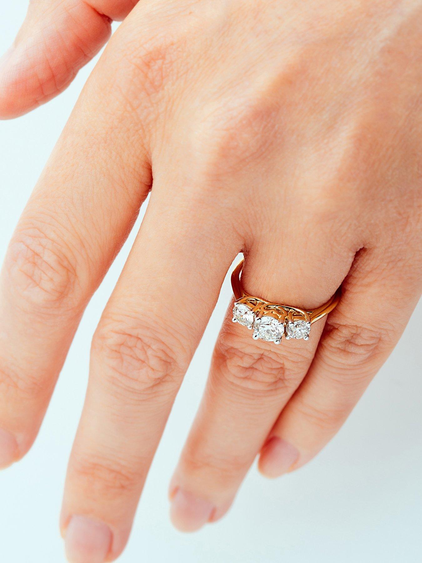 Image 5 of 7 of Created Brilliance Audrey 9ct Yellow Gold 1ct Lab Grown Diamond Three Stone Ring