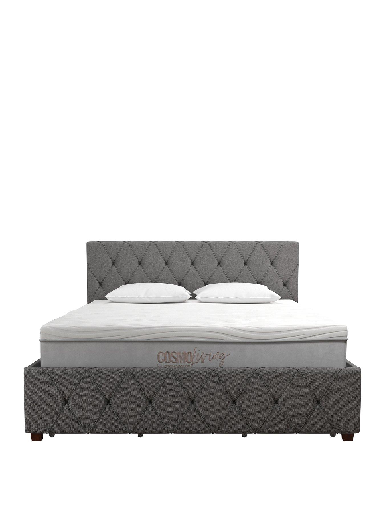 Product photograph of Cosmoliving By Cosmopolitan Elizabeth Linen Bed Frame With Storage - Grey from very.co.uk