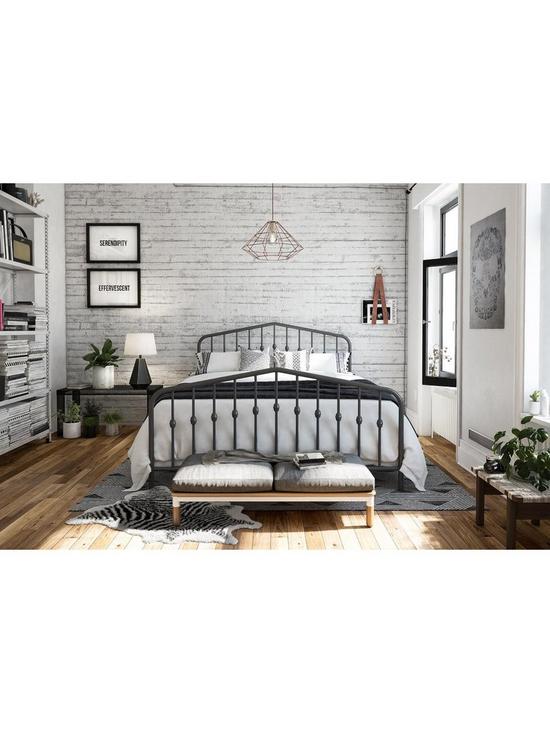 front image of dorel-home-bushwick-metalnbspbed-frame-grey