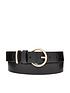  image of accessorize-round-buckle-leather-jeans-belt-black