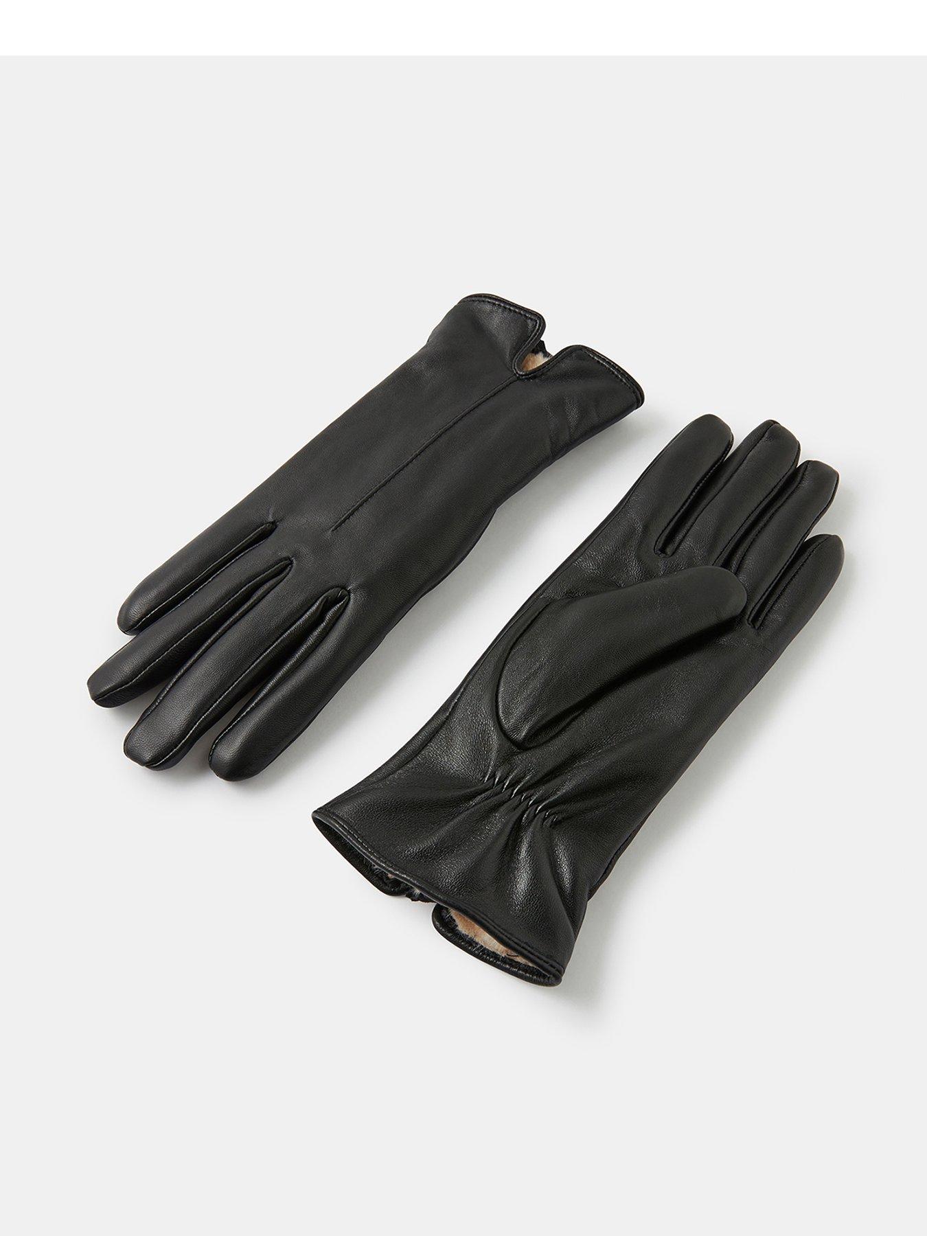 Fur lined leather clearance gloves uk