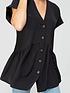  image of v-by-very-short-sleeve-longline-button-through-tunic-black